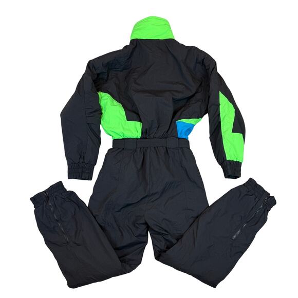 VTG Cima Ski Wear Suit Womens Sz 8 Black Neon Colors 80s 90s Style - Picture 2 of 10
